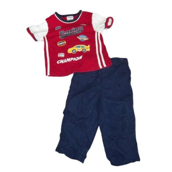 Boys Navy Blue and Red RACING Top and Athletic Pants Size 24 months - Picture 1 of 4